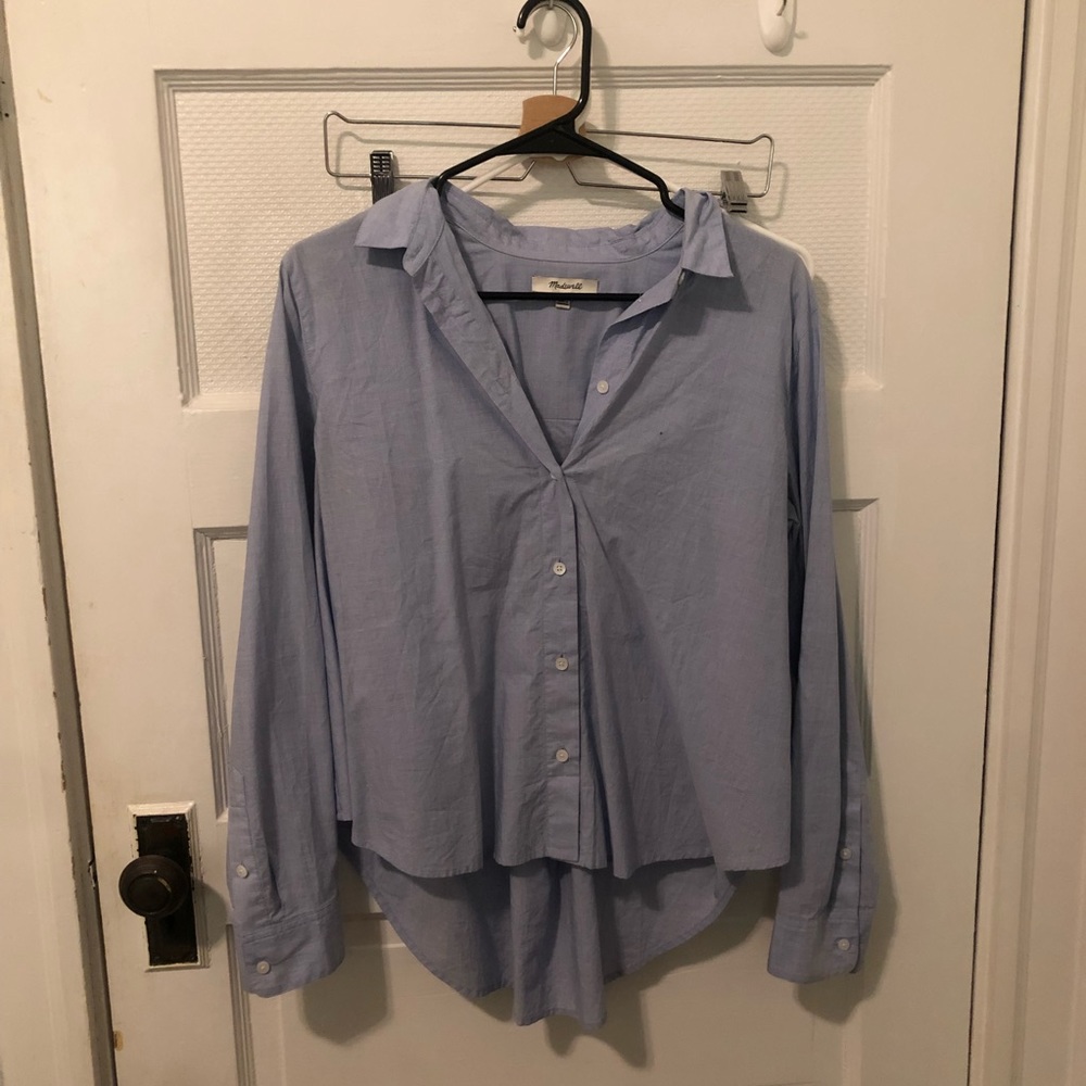 Blue button-down shirt